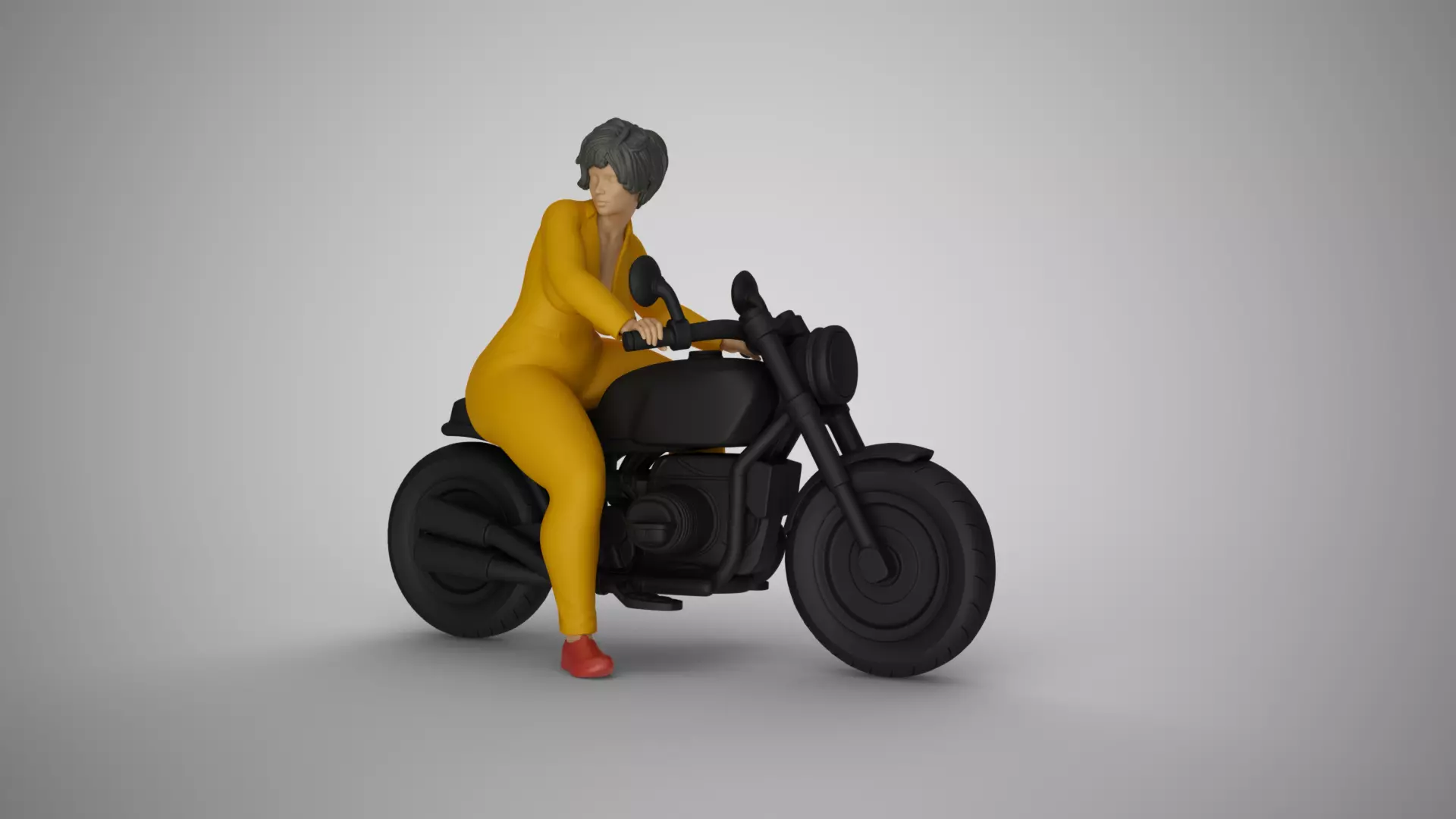 Heavy Biker Woman 3D print model
