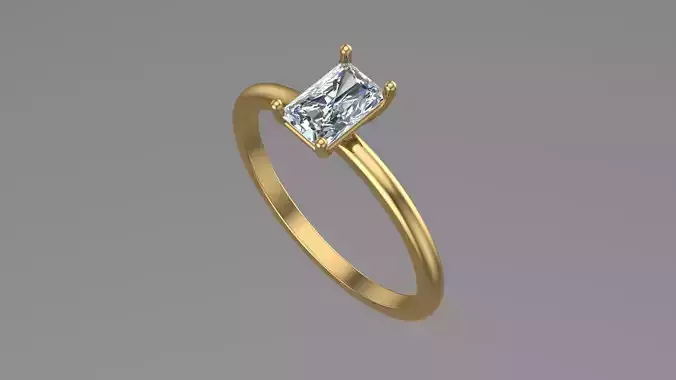 Emarald Solitaire Ring Printable model 3dmodel Size 7