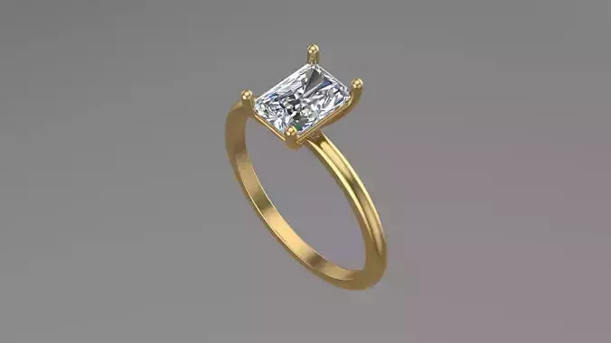Emarald Solitaire Ring Printable model 3dmodel Size 7