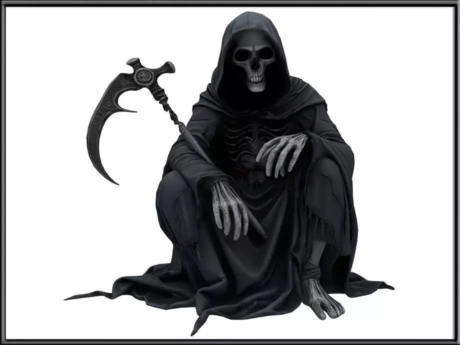 Sitting Grim reaper 08 Low-poly 3D model