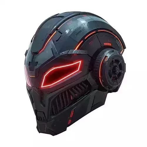 Cybernetic Tactical Helmet 3D Model