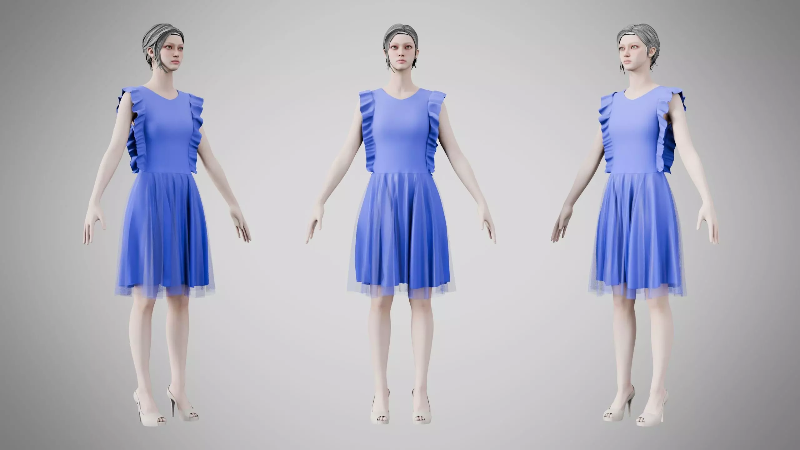 Dress 20 Very Light Blue Low-poly 3D model