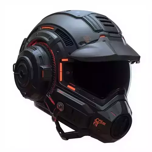 Cyber-Industrial Pilot Helmet 3D Model