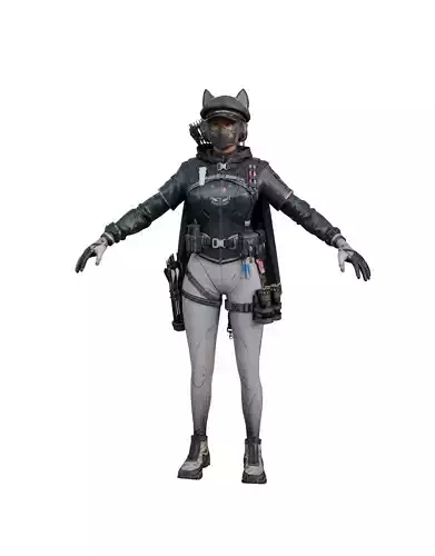 Female Warrior Low-poly 3D model