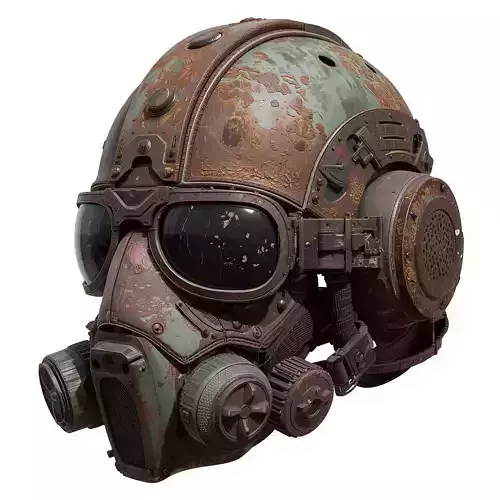 Steampunk Combat Pilot Helmet 3D Model