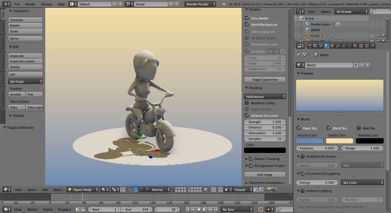 Big head woman riding bike 3D model_2