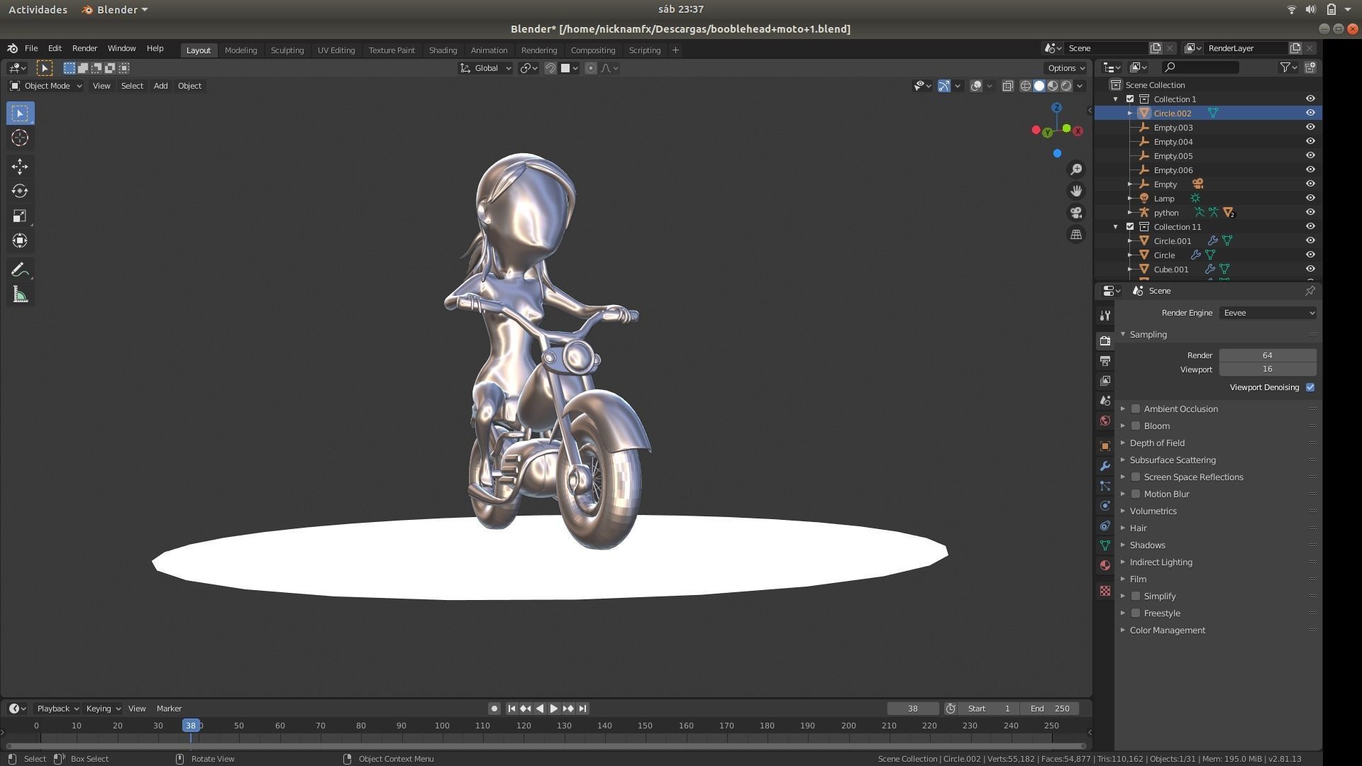 Big head woman riding bike 3D model_6