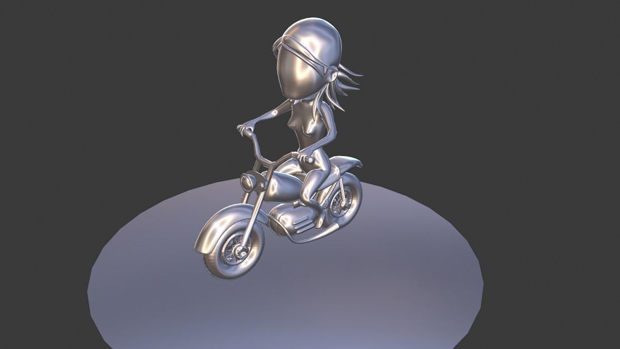 Big head woman riding bike 3D model_4