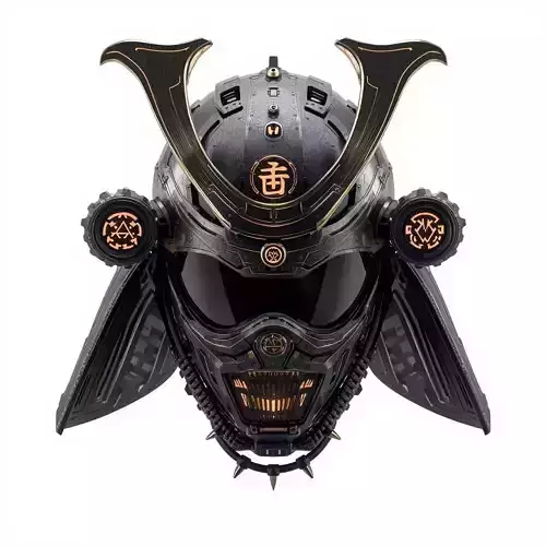 Cyber-Samurai Tactical Shogun Kabuto helmet 3D Model