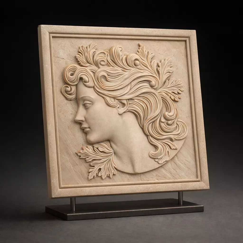 Eterna Flora Art Nouveau Woman Bas-Relief Wall Sculpture 3D print model
