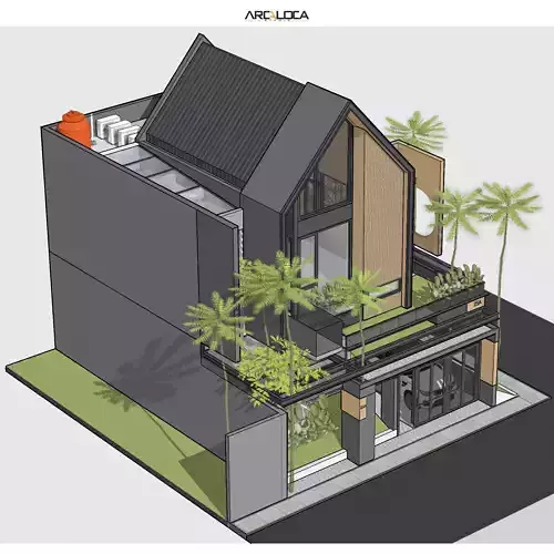 3D Model Japandi Minimalist Modern House Architecture 3D model 6