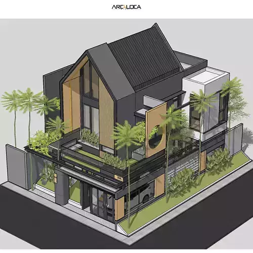 3D Model Japandi Minimalist Modern House Architecture 3D model 5
