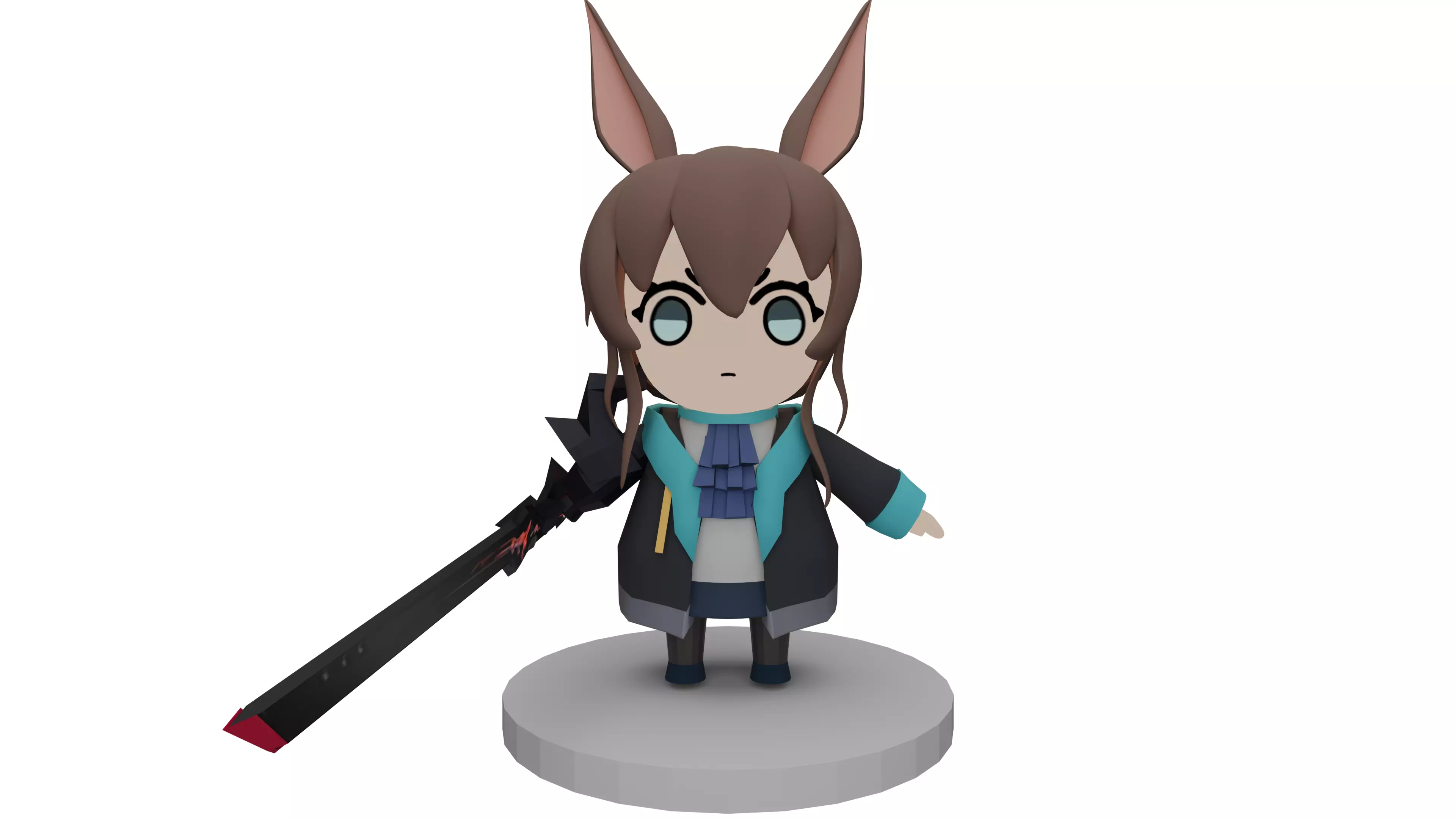 Amiya chibi model from Arknights Low-poly 3D model