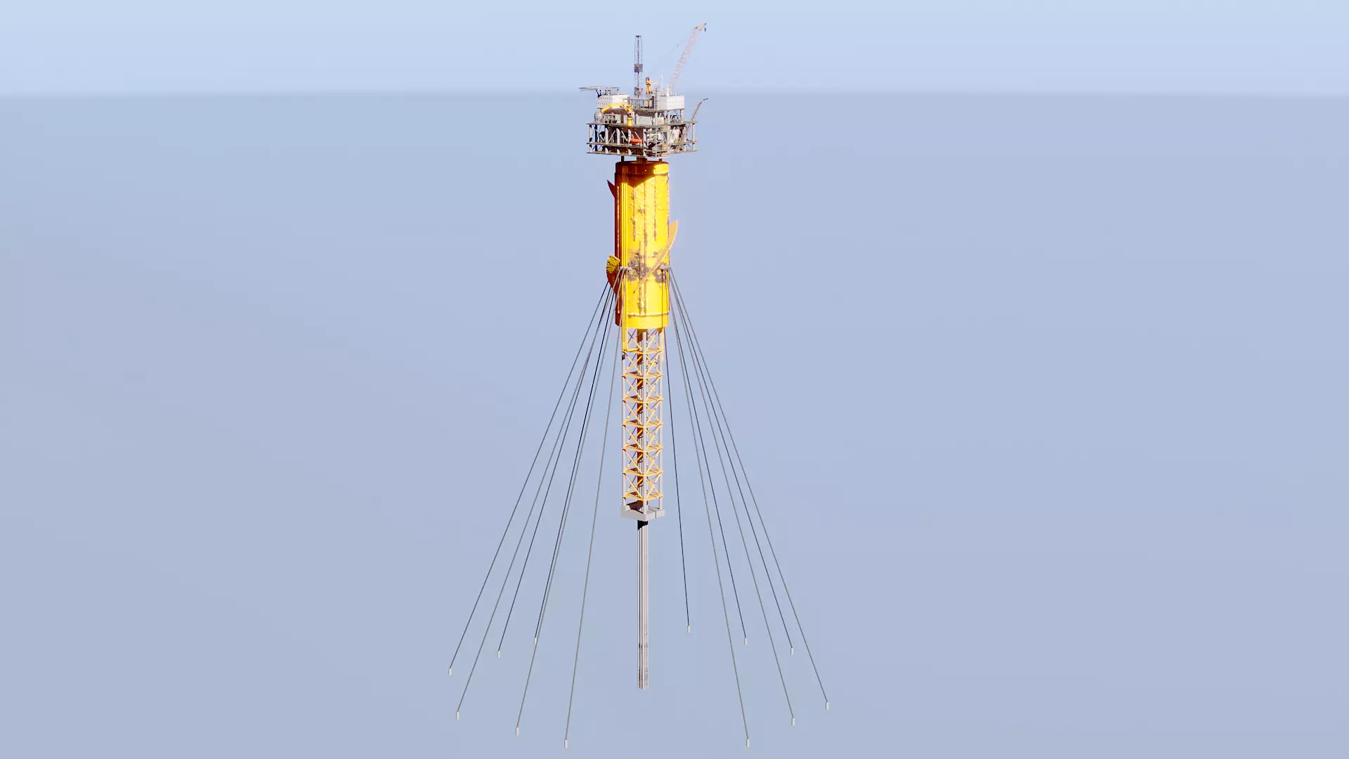 Aged SPAR Leg Oil Rig Low-poly 3D model