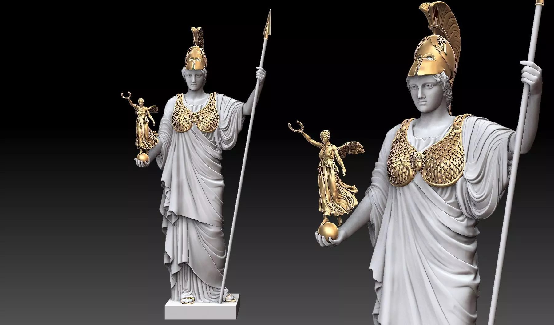 goddess athena parthenos with nike 3D print model