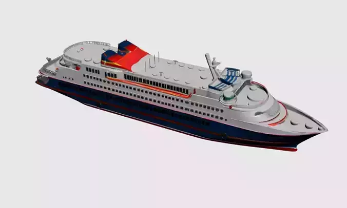 Modern Luxury Cruise Ship - Sleek 3D Ocean Liner Model 01