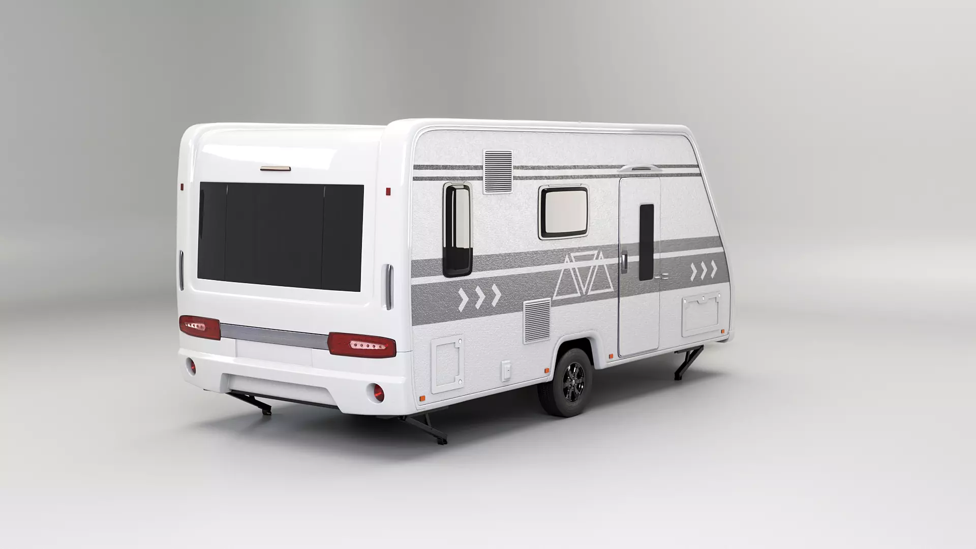 European Camping Caravan Low-poly 3D model