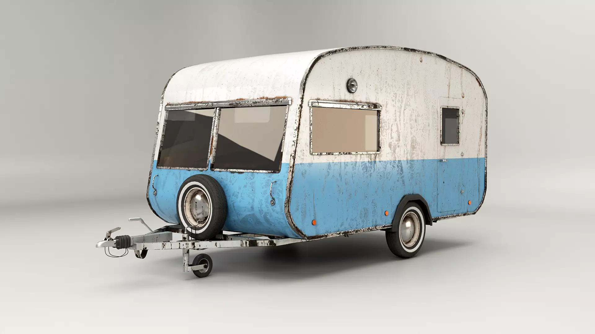Aged Classic Vintage Camping Caravan Low-poly 3D model