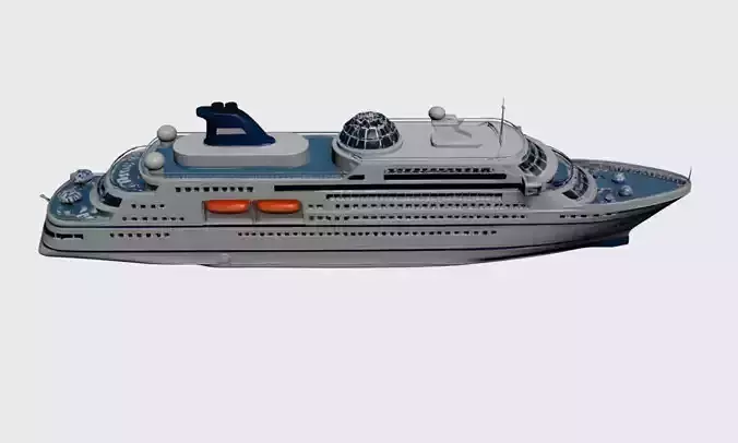 Modern Luxury Cruise Ship - Sleek 3D Ocean Liner Model 04