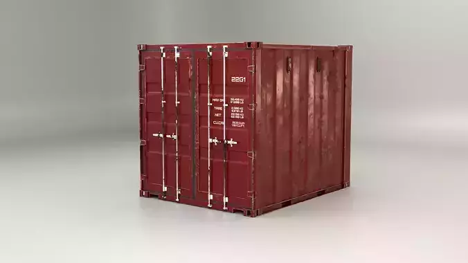 Intermodal Shipping Container 10-foot-long Red Aged
