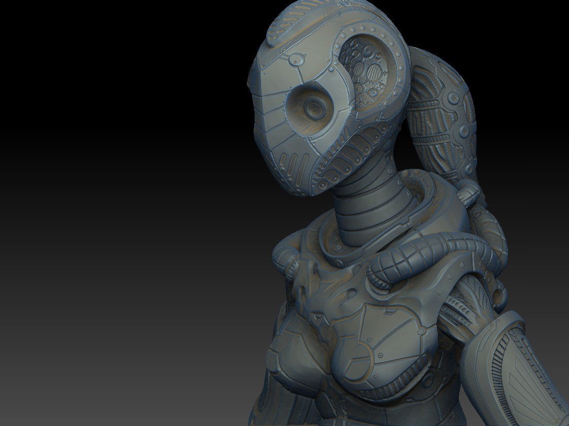 Droid Girl Low-poly 3D model_2