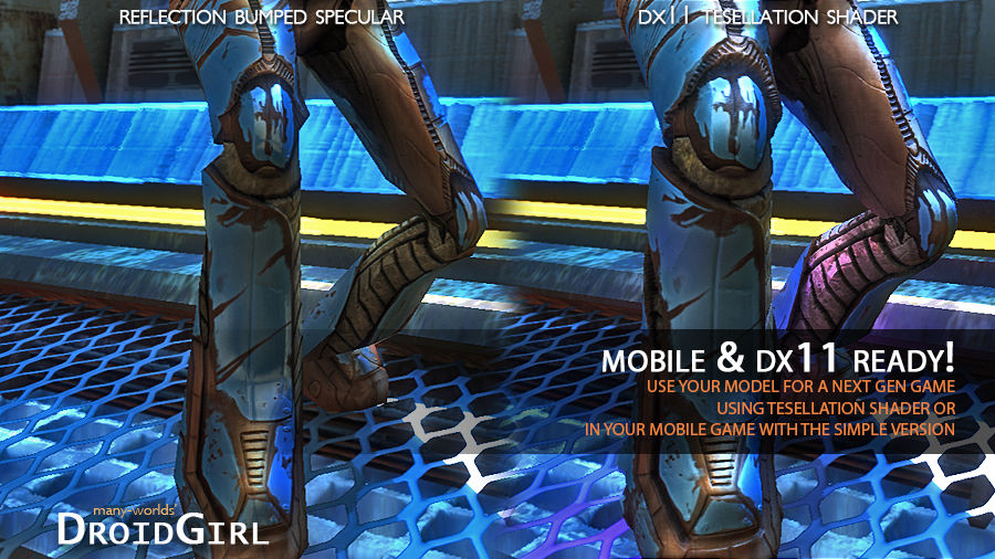 Droid Girl Low-poly 3D model_4