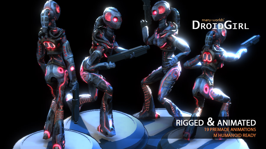 Droid Girl Low-poly 3D model_6