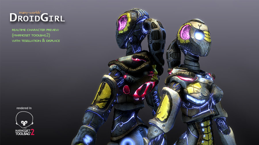 Droid Girl Low-poly 3D model_5