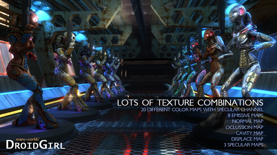 Droid Girl Low-poly 3D model_8