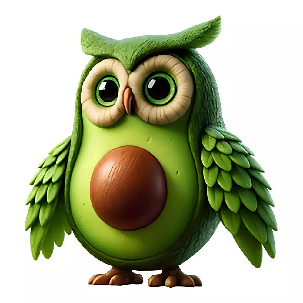 Avocado Owl Cute Snack toy 3D print model