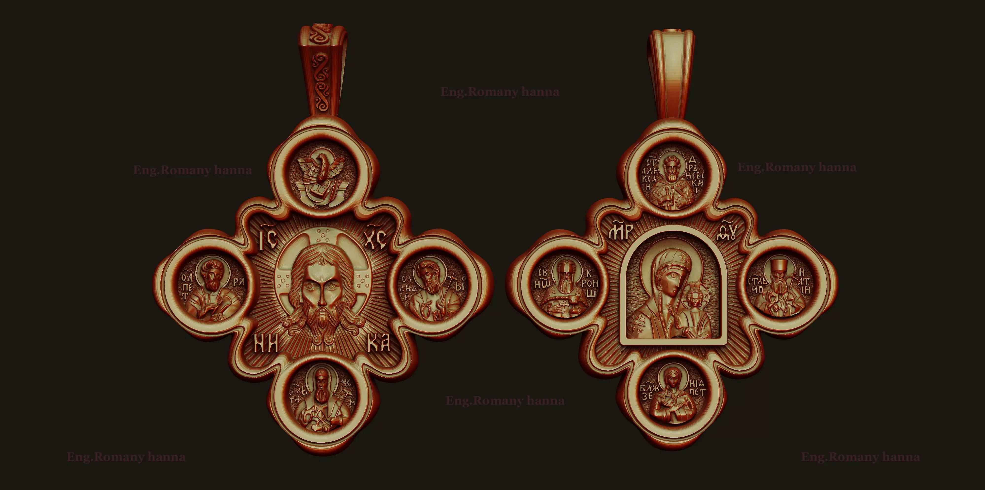 JESUS CROSS WITH MARY AND ASBESTOS SMALL PENDANT 3D print model