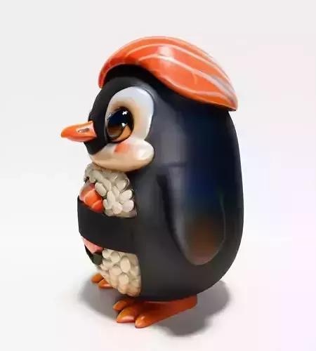 Baby Salmon Sushi Penguin Maki Roll toy 3D print model 6