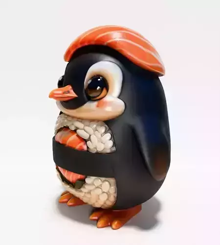 Baby Salmon Sushi Penguin Maki Roll toy 3D print model 5