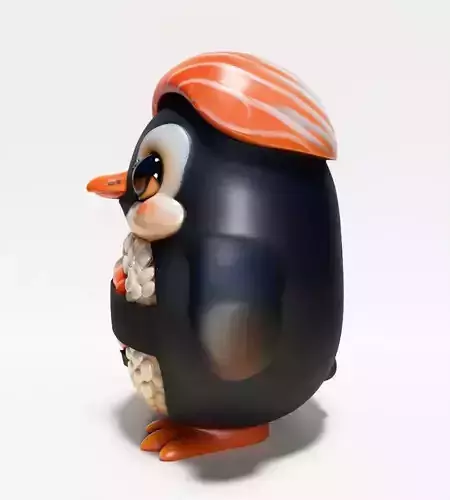 Baby Salmon Sushi Penguin Maki Roll toy 3D print model 7