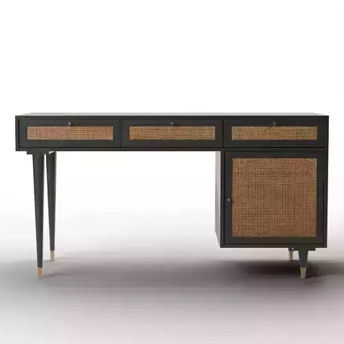 Sierra Noir Executive Desk - Black Ash and Minimalist Metal Low-poly 3D model