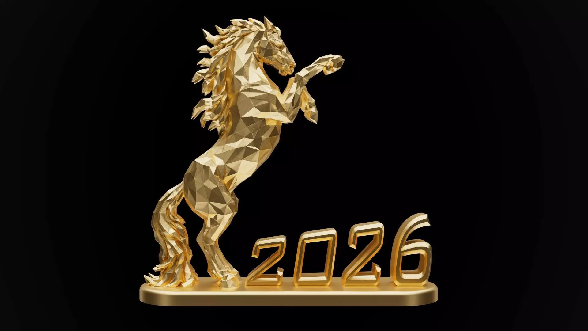 Geometric Horse Statue 2026 High Poly STL for 3D Print 3D print model