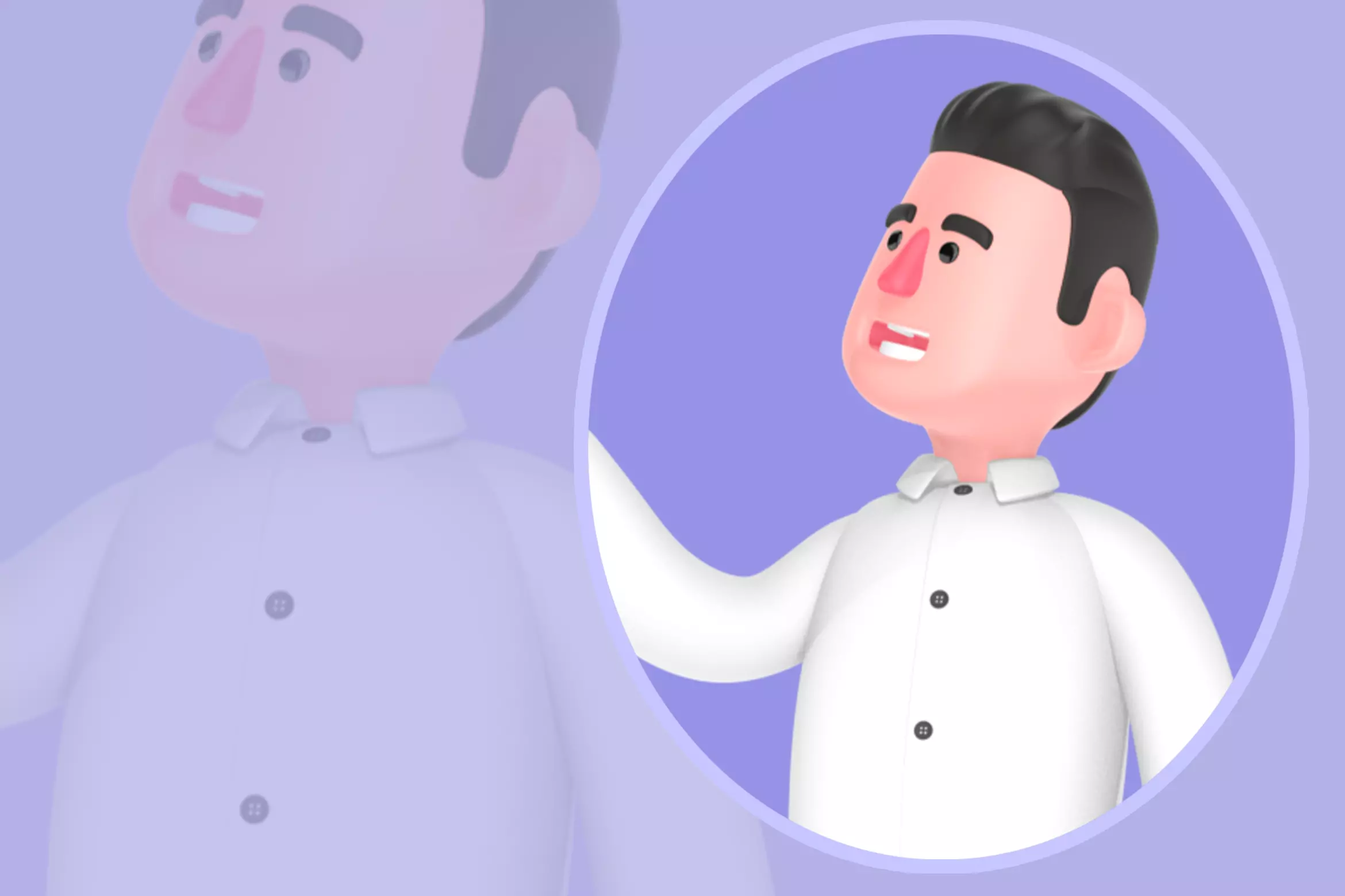 Stylized 3D Male Businessman Character - Pointing Message 3D model
