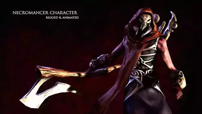 Necromancer statue with cloak Low-poly 3D model