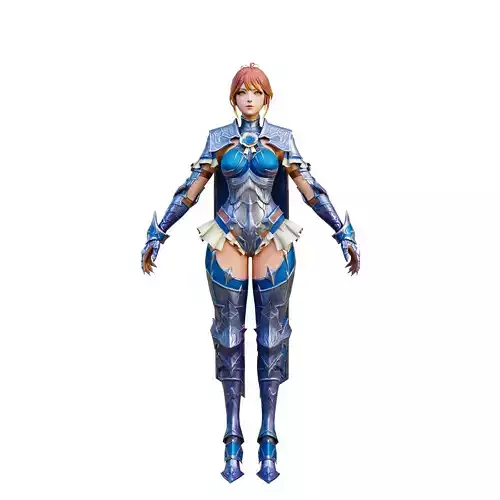 Female warrior Low-poly 3D model