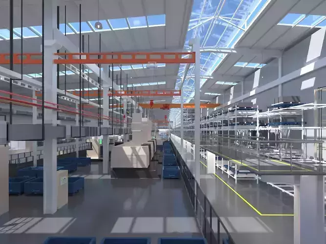 Factory production line 3D model