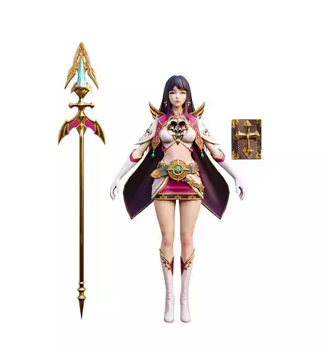 Female warrior Low-poly 3D model