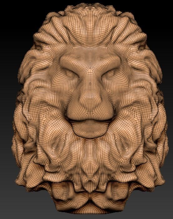 lion head bust 3D print model_2