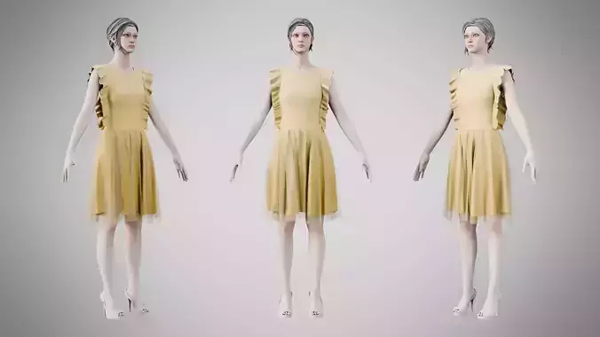 Dress 20 Caramel Low-poly 3D model
