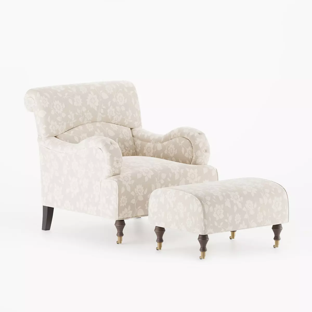 BAKER Victorian Upholstered Chair and Ottoman 3D model