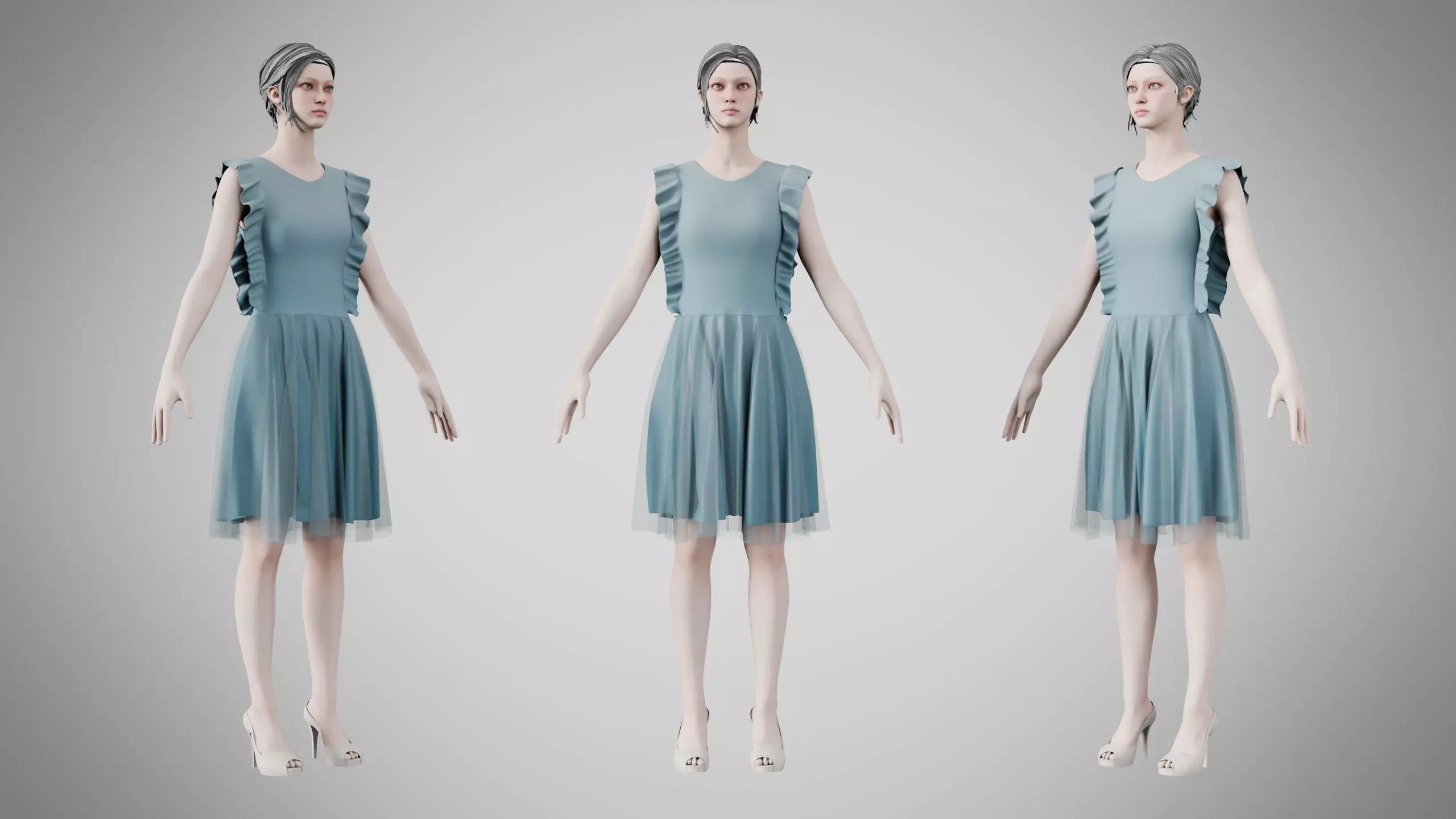 Dress 20 Weldon Blue Low-poly 3D model