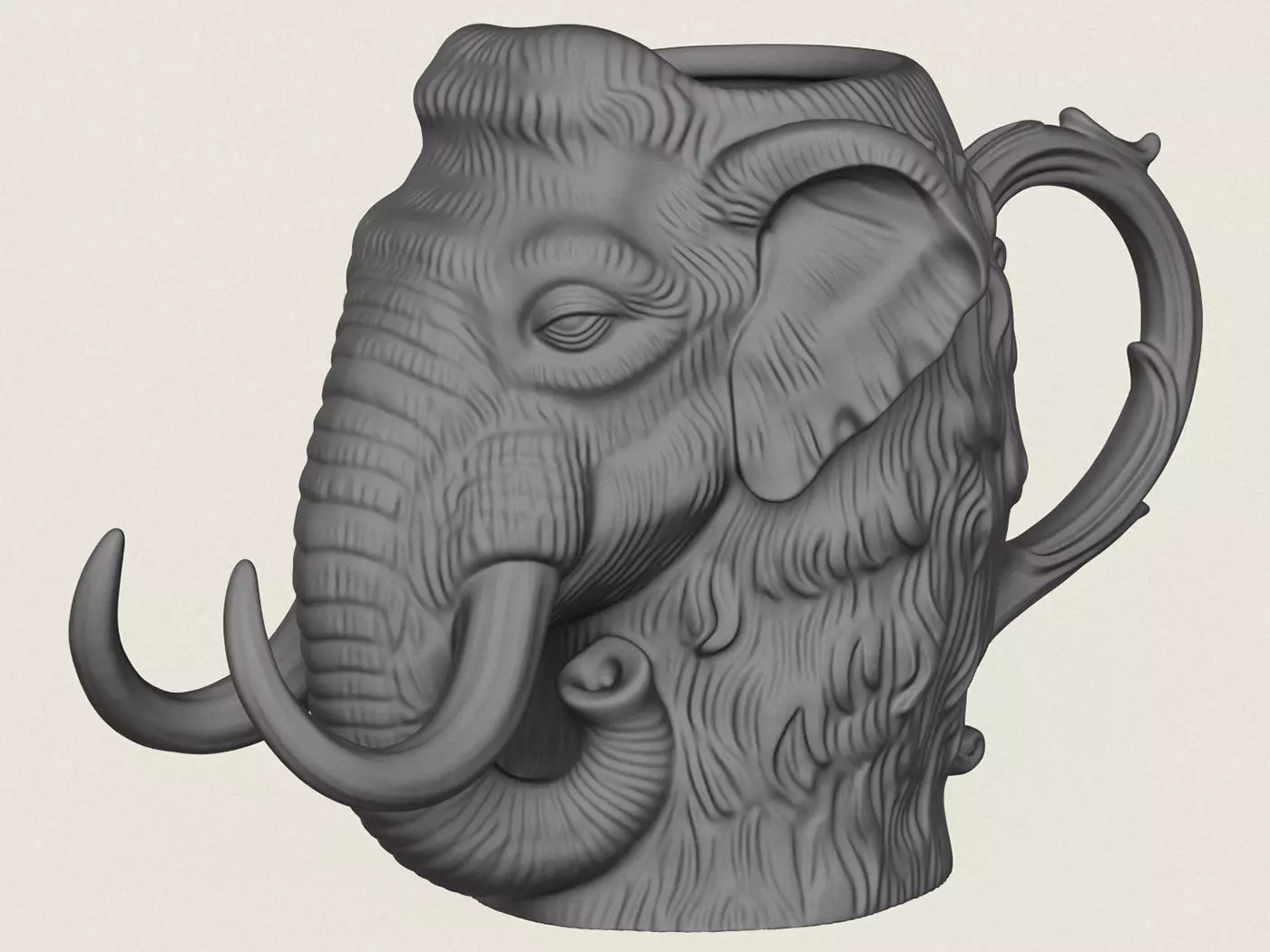 Mammoth Elephant Head Mug 3D print model