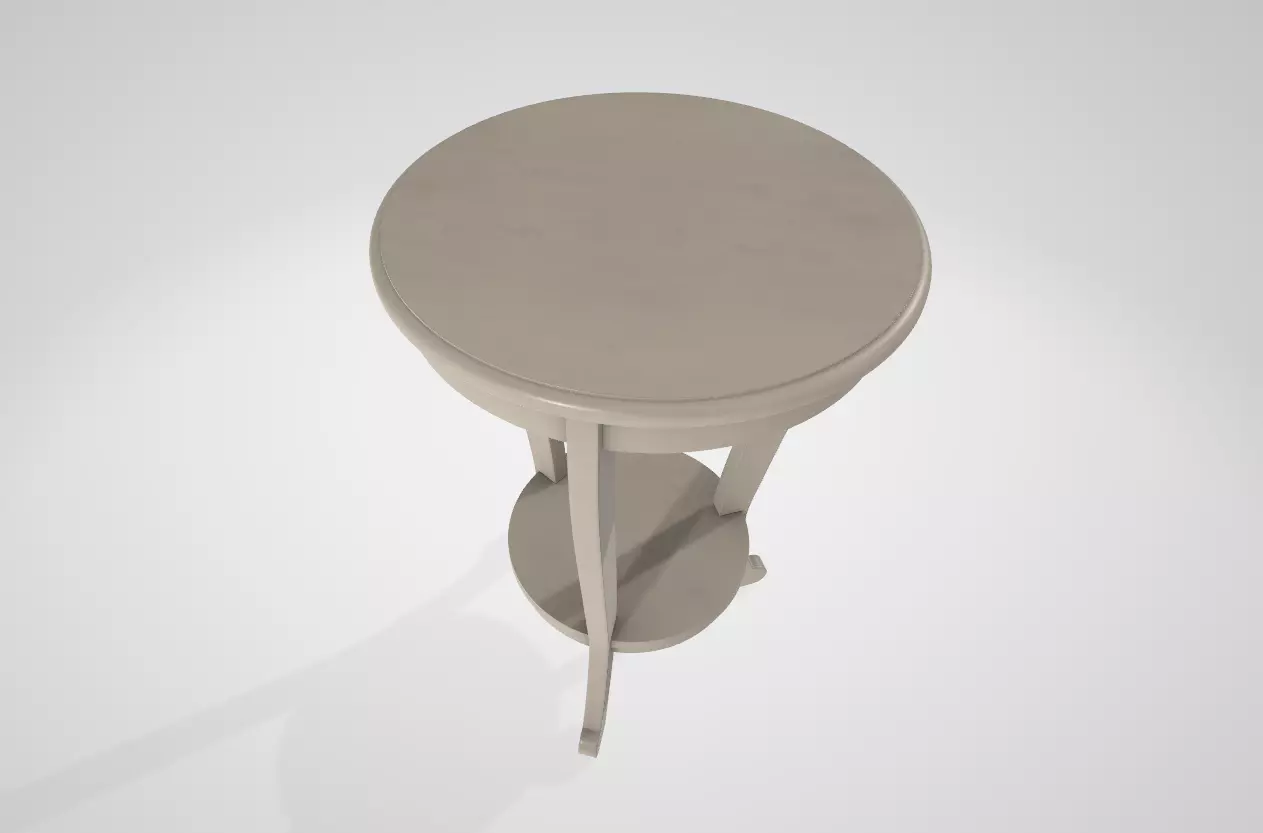 Mary Distressed Cream Pedestal Side Table with Shelf Low-poly 3D model