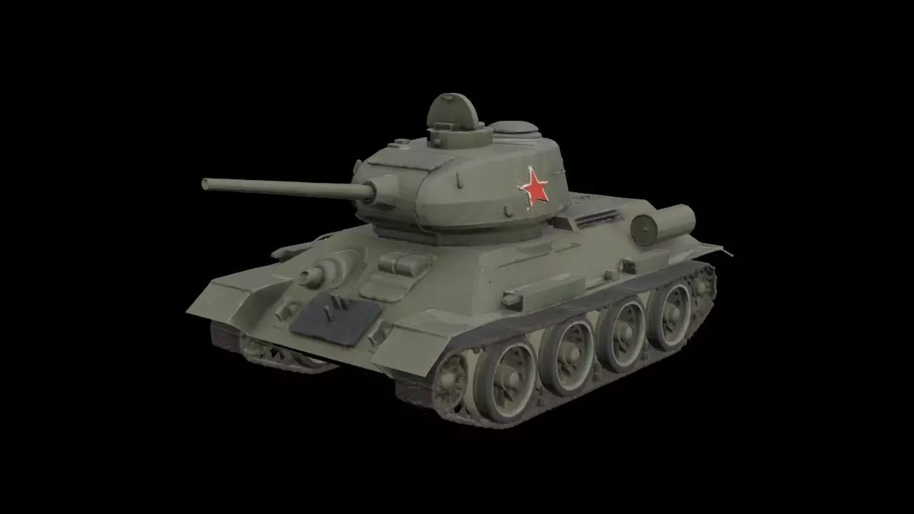T34 Soviet tank Low-poly 3D model