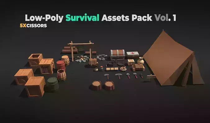Low Poly Survival 36 Game Ready Assets Vol 1 Low-poly 3D model