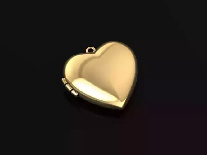 TJ 60 3D Golden Lovely Heart Pendant  3D print model